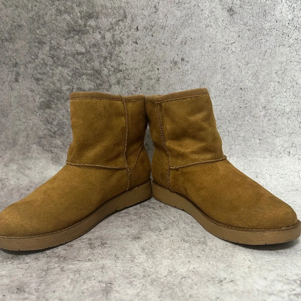 Rock & Candy Winter Boots Womens 6 Brown Lindyn Suede Fur Lined Ankle Boots